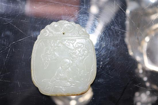 A 19th century Chinese pale celadon jade plaque